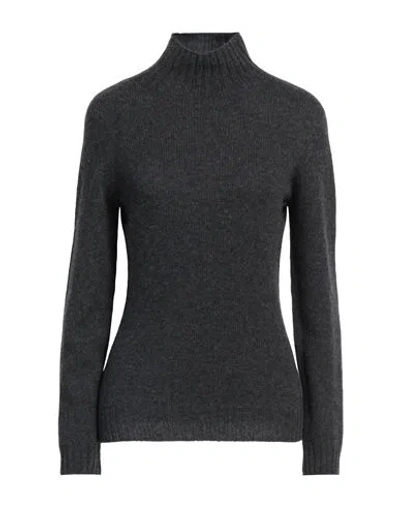 Aragona Woman Turtleneck Charcoal Size 10 Wool, Cashmere In Grey