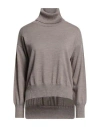 Aragona Woman Turtleneck Taupe Size 10 Merino Wool In Gray