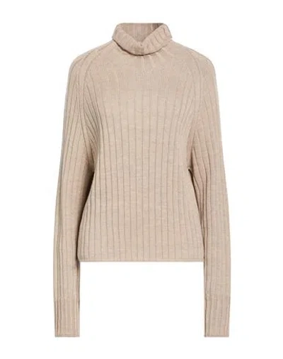 Aragona Woman Turtleneck Taupe Size 10 Merino Wool In Gray
