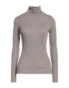 Aragona Woman Turtleneck Taupe Size 12 Merino Wool In Gray