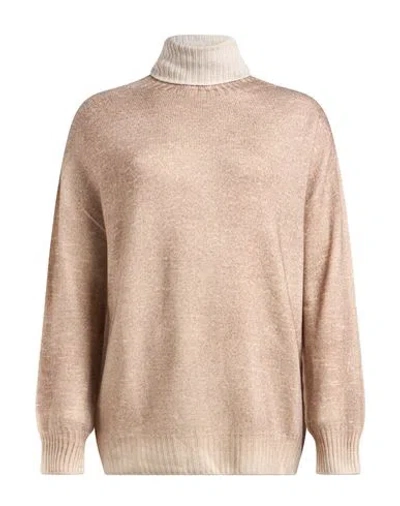 Aragona Woman Turtleneck Taupe Size 4 Merino Wool In Neutral
