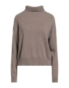 Aragona Woman Turtleneck Taupe Size 6 Cashmere In Brown