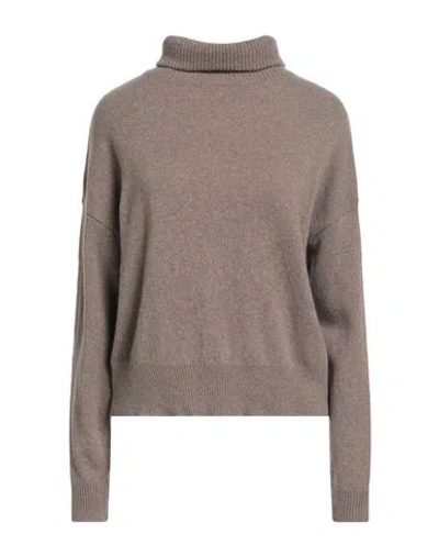 Aragona Woman Turtleneck Taupe Size 6 Cashmere In Brown