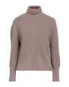 Aragona Woman Turtleneck Taupe Size 8 Wool, Cashmere In Gray