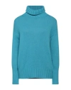 Aragona Woman Turtleneck Turquoise Size 8 Cashmere In Blue