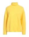 Aragona Woman Turtleneck Yellow Size 8 Virgin Wool, Cashmere