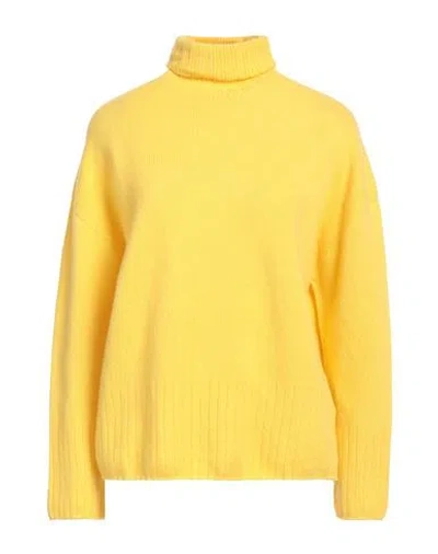 Aragona Woman Turtleneck Yellow Size 8 Virgin Wool, Cashmere
