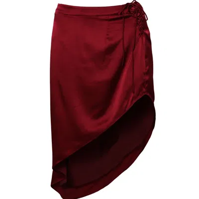 Araiá Paradis Women's Amour Red Silk Midi Skirt