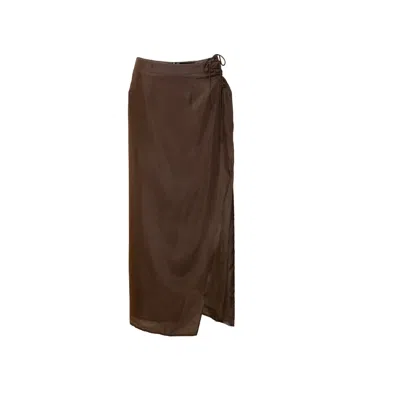 Araiá Paradis Women's Dolce Vita Brown Silk Maxi Skirt