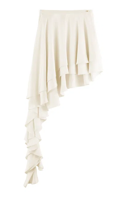 Arakii Asymmetrical Ruffled Mini Skirt Exclusive In White
