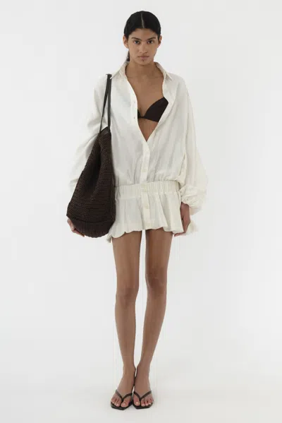 Arakii Balloon Shirt Dress In White