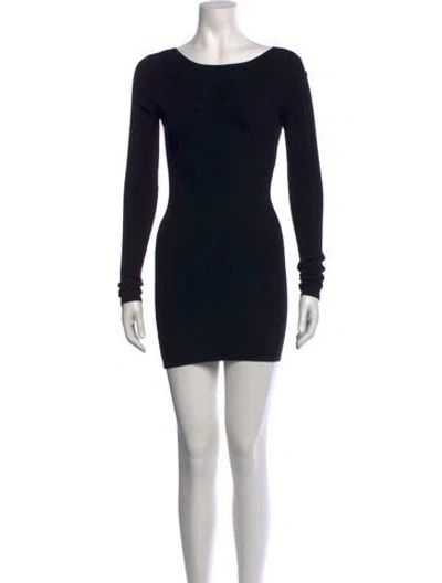 Pre-owned Arakii Bateau Neckline Mini Dress In Black