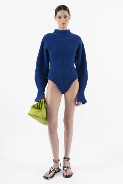 Arakii Crochet Long Sleeve Playsuit In Blue