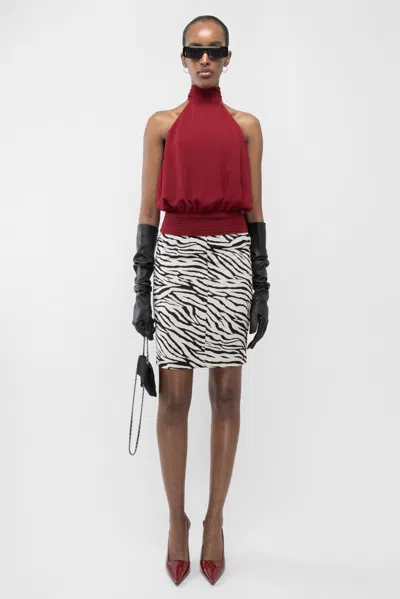 Arakii Deep Back Halter Top In Burgundy