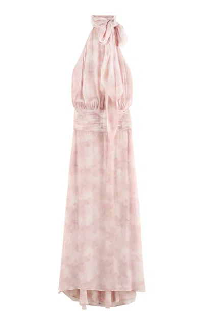 Arakii Deep Back Ruffled Maxi Dress Exclusive In Pink