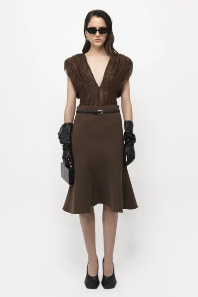 Arakii Deep V-neck Lace Top In Brown