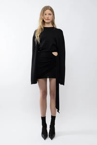 Arakii Drape Longsleeve Dress In Black