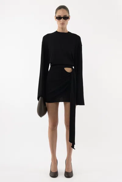 Arakii Drape Longsleeve Dress In Black