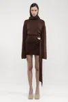 Arakii Drape Longsleeve Dress In Brown