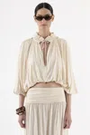 Arakii Draped Balloon Blouse In White