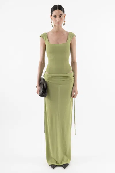 Arakii Draped Cut Out Dress In Green