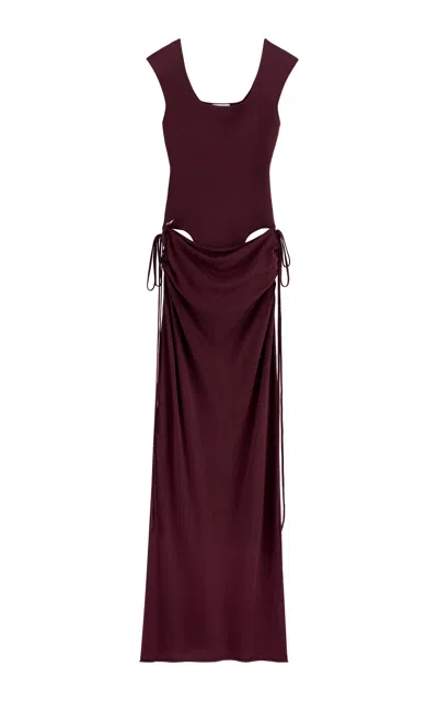 Arakii Draped Cut Out Maxi Dress Exclusive In Burgundy