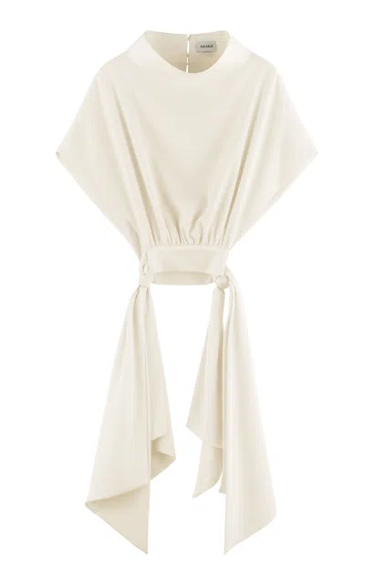 Arakii Draped High Collar Top Exclusive In White
