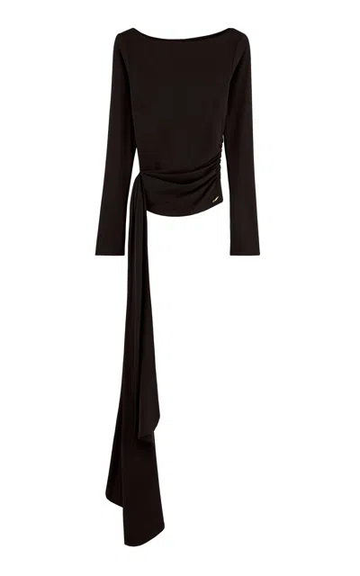 Arakii Draped Jersey Top Exclusive In Brown