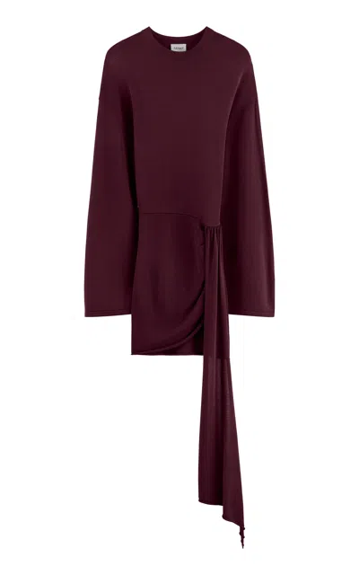 Arakii Draped Long Sleeved Mini Dress Exclusive In Burgundy