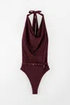 Arakii Draped Neck Swimsuit In Burgundy