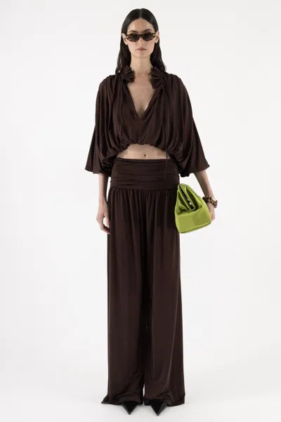 Arakii Draped Pants In Brown