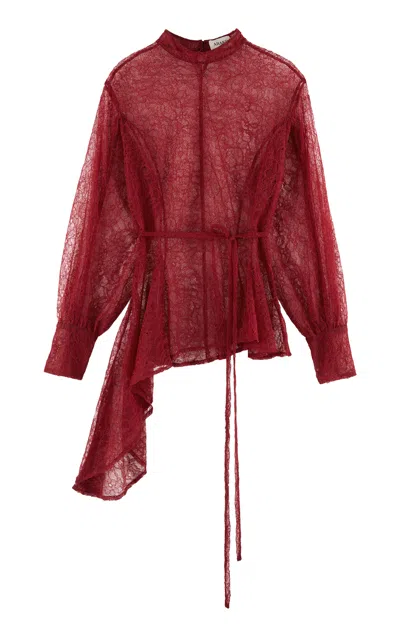 Arakii Exclusive Asymmetric Waist Tie-detailed Top In Red