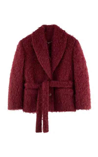 Arakii Exclusive Belted Mohair Jacket In Red