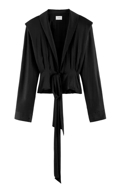 Arakii Exclusive Front Tie Silk Blouse In Black
