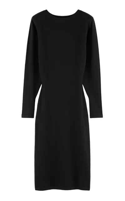 Arakii Exclusive Knitted Cotton Midi Dress In Black