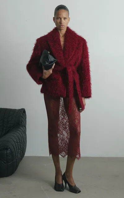 Arakii Exclusive Lace Midi Skirt In Burgundy