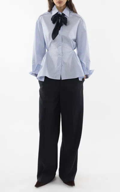 Arakii Exclusive Oversized Slit Cotton Shirt In Blue
