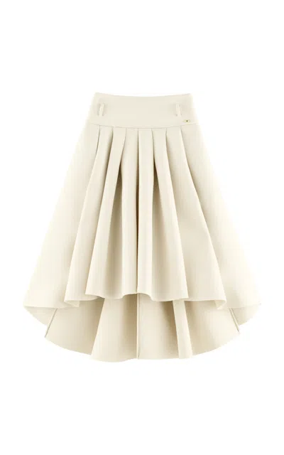 Arakii Exclusive Scuba Pleated Crepe Midi Skirt In Neutral