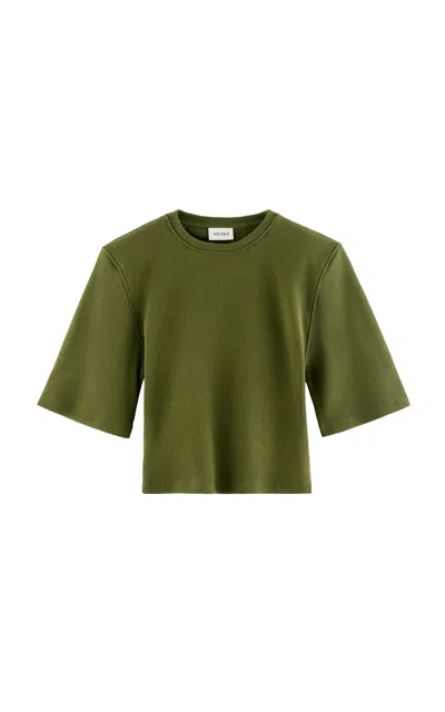 Arakii Exclusive Structured Shoulder Cotton T-shirt In Green