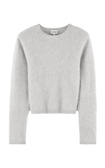 Arakii Exclusive Structured Shoulder Knit Wool-cashmere Top In Gray