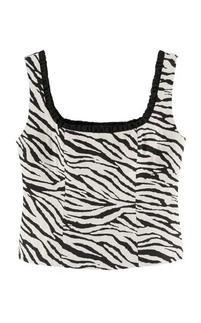 Arakii Exclusive Tailored Ruffle Cotton Tank Top In Black,white