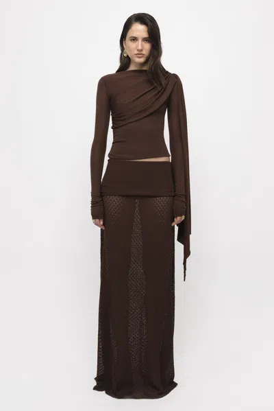 Arakii Flora Knit Skirt In Brown
