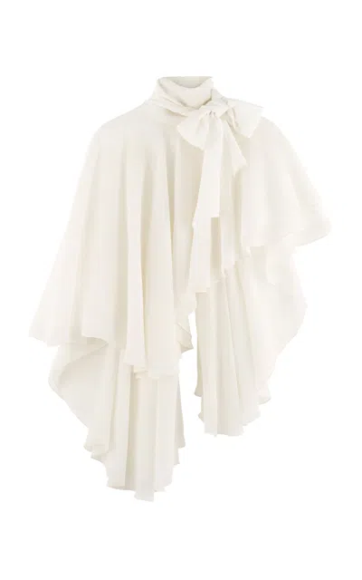 Arakii Flowy Ruffled Silk Cape Top Exclusive In Neutral