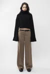 Arakii Front Pleat Pants In Brown