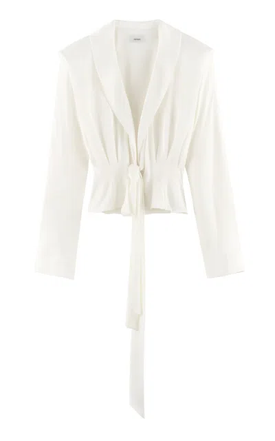 Arakii Front Tie Silk-blend Top Exclusive In White