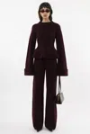 Arakii Heavy Knitted Peplum Turtleneck In Burgundy