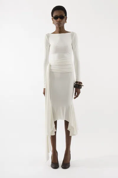 Arakii Jersey Ankle Skirt In White