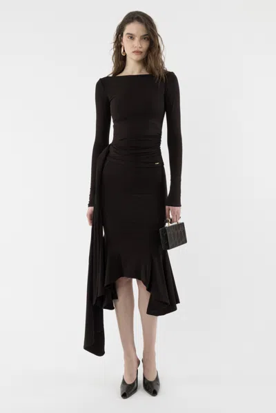 Arakii Jersey Draped Long Sleeve In Brown