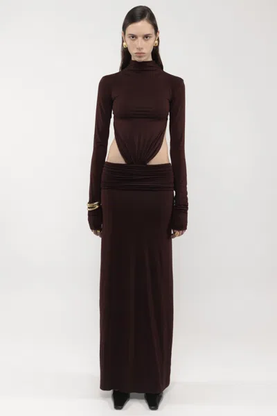 Arakii Jersey Maxi Dress In Brown