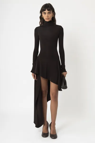 Arakii Jersey Spiral Dress In Dark Brown